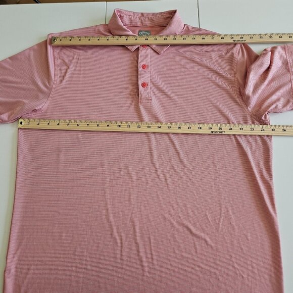Callaway Polo Shirt Mens XL Coral Marled Stripes Buttons Performance SS Opti Dri - Picture 4 of 11